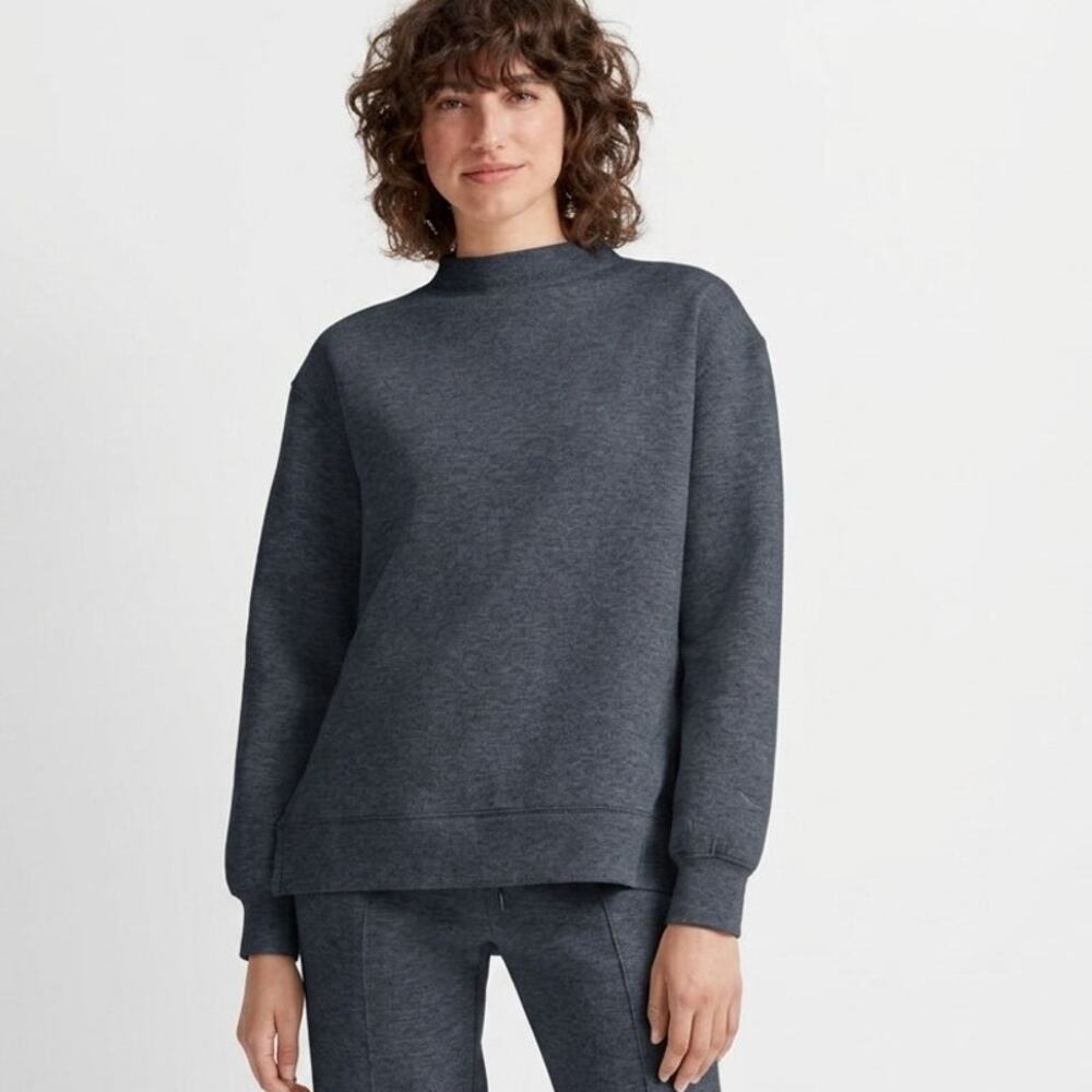 Club Monaco Charcoal Gray Melange Mock Neck Boxy Pullover Sweater Top Large
